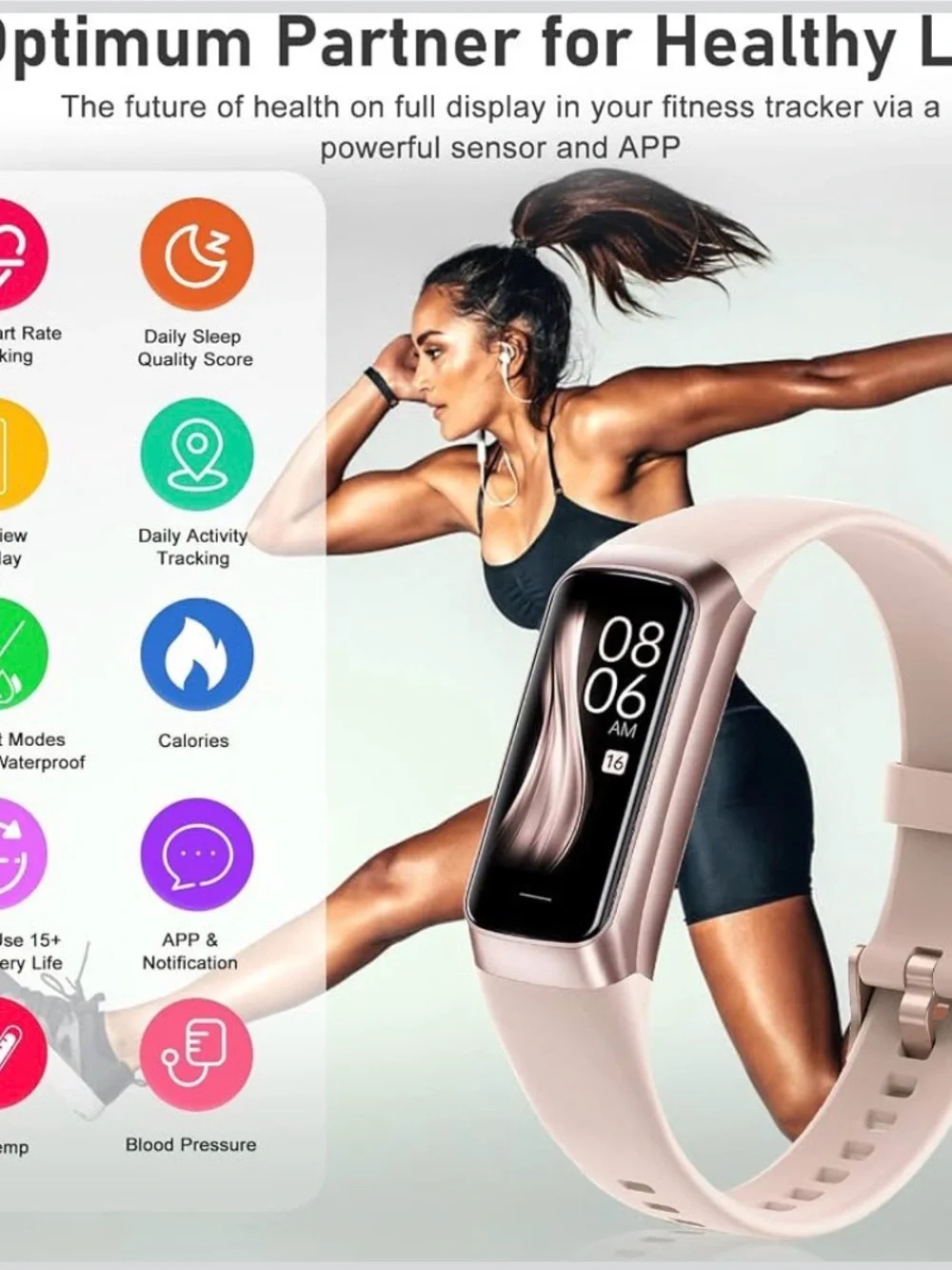 NIB Zeacool Pink Fitness Tracker Smartwatch